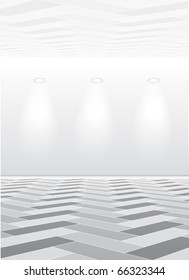 Empty white room with lamp