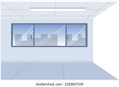 Habitación blanca vacía con grandes ventanas. Interior vectorial realista de oficina, estudio, sala de estar moderna en casa o apartamento. Decoración de diseño minimalista. espacio de oficina vacío