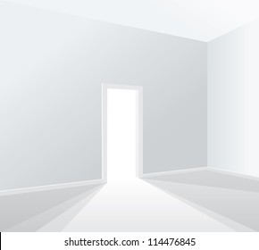 empty white room with opened door