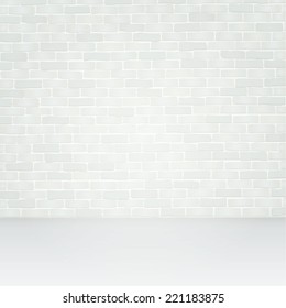 Empty white room space with brick wall texture. Vintage interior background for design and decoration.