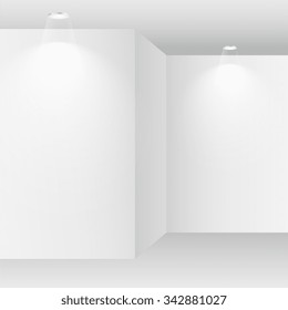 empty white room with spot lights
