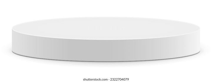 Podio blanco redondo vacío, pedestal y plataforma moderna, estadio de pie, cilindro, estadios vacíos redondos y plantilla 3d de estera de podio para presentación de producto, premios - vector de stock