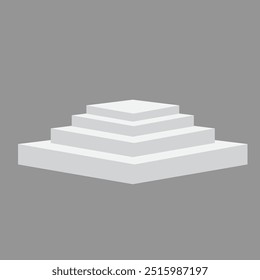 Leeres weißes rundes Podium, modernes Podest und Plattform, Standbühne, Zylinder, runde leere Bühnen und Podiumstreppe 3D-Vorlage für Produktpräsentation, Auszeichnungen. Einzeln auf grauem Hintergrund. EPS 10