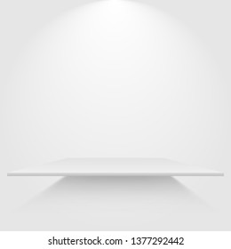 Empty white shelf hanging on a wall. Mockup for you design. Vector eps10