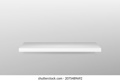 Empty white shelf hanging on a wall. EPS10 vector.