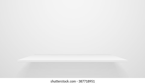 Empty white shelf with realistic shadow. Vector illustration