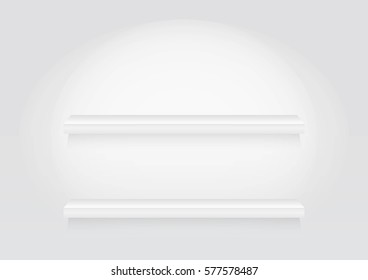 Empty white shelf. vector