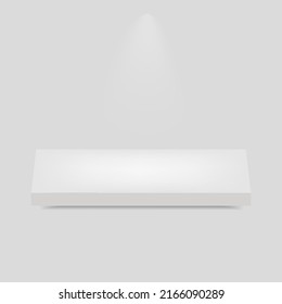 Empty white shelv isolated on grey background