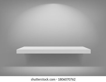 Empty white shelve. Background for presentation. Vector illustration