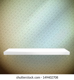 Empty white shelves on light blue background. EPS 10