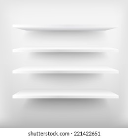 Estantes blancos vacíos. Ilustración del vector.