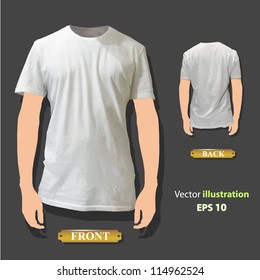 Empty white shirt design. Realistic vector illustration.