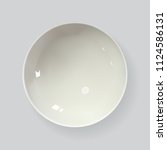 Empty white soup plate. Top view realistic bowl vector.