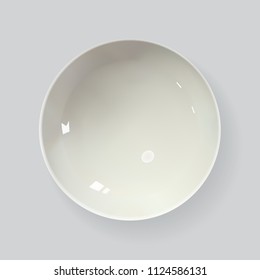 Empty White Soup Plate. Top View Realistic Bowl Vector.