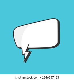 Empty white speech bubble with blue background.