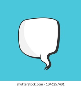Empty white speech bubble with blue background.