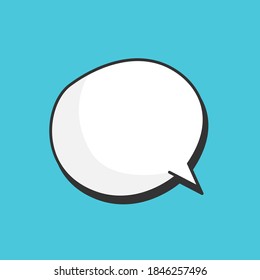 Empty white speech bubble with blue background.