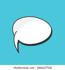 Empty white speech bubble with blue background.