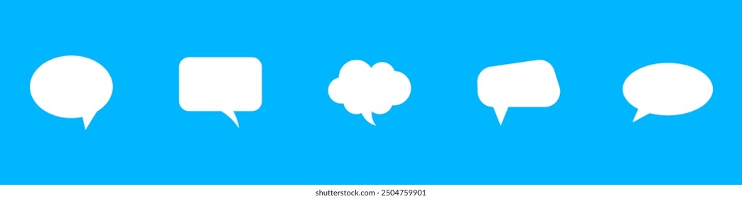 Empty white speech bubbles set. Dialog balloons. Bubbles different shapes. Vector flat style.