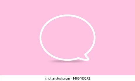 empty white speech bubbles single for ad, comic speech bubbles doodle or sticker dialog, price tag balloon speech single, bubbles speech on pink pastel background banner of advertising sale copy space