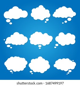 Empty white speech bubbles,The idea is set on a blue background. EPS 10 vector.