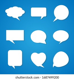 Empty white speech bubbles,The idea is set on a blue background. EPS 10 vector.