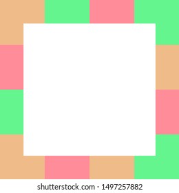 empty white square on pastel color squares checkered block, template banner checker multi color rainbow, ad colorful block soft pastel bright, cubes square polygon mosaic and copy space advertising