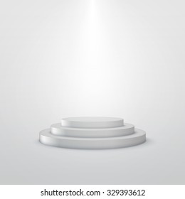 empty white stage podium. vector illustration. advertising porter template