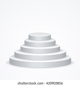  Empty White Stairs Podium on Background. Vector illustration