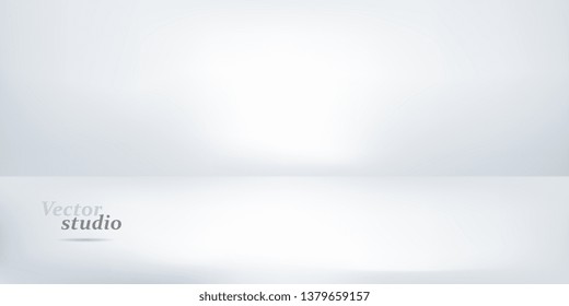 Empty white studio. Abstract vector background for show your products. Vector white showcase