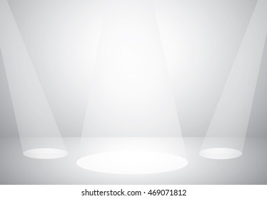 Empty white Studio room photo with spotlight.Stage show background