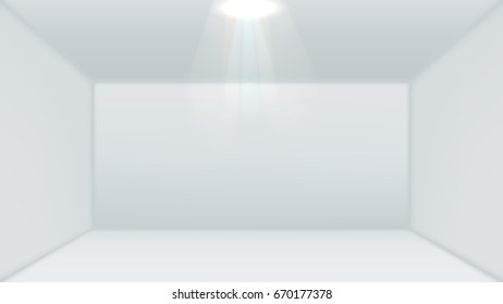 Empty white studio room space with top light, interior for design and decoration - Vector illustration