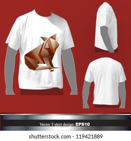  empty white t shirt design with cartoon. vector background.