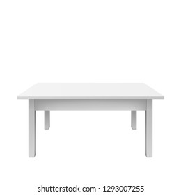Empty white table design. Plastic teble isolated on white background. Vectro illustration