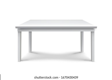 Empty white top table. Platform. Stand. isolated on white background.white plastic table.Template for Object Presentation.realistic vector 3D  