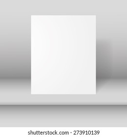 Empty white vector paper mockup hanging with paper clips.