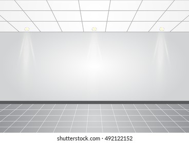 Empty white wall with 3 spot lights