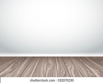 Empty white wall and parquet. Interior empty room. Vector illustration EPS 10.