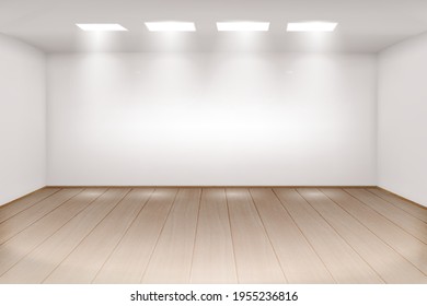 Empty white wall and spotlights. Interior empty room. Eps 10 vector illustration.