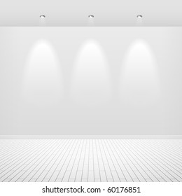 Empty white wall. Vector.