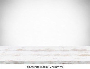 Empty white wood table top on gray background, Used for display or montage your products - Vector