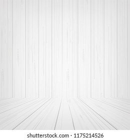 Empty white wooden room space for background. Vector illustration.