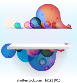 Empty white wooden shelf at the wall with copy space. + EPS10 vector file