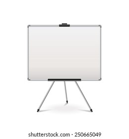 Empty whiteboard isolated on white photo-realistic vector illustration