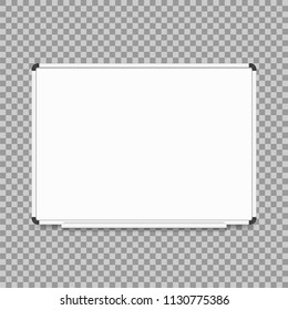 Empty whiteboard. magnetic board isolated on transparent background. Vector illustration. Eps 10.