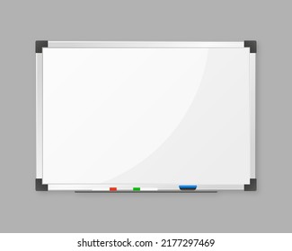 Empty whiteboard with marker, sponge-eraser and magnets.