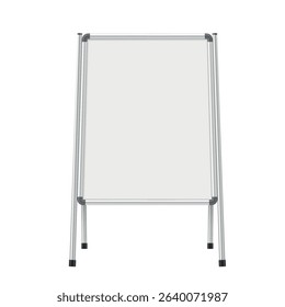 Empty whiteboard set against a clean white background ready for notes and presentations in a professional or educational environment