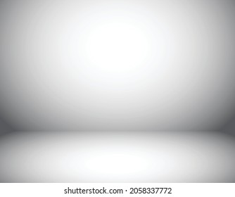 Empty whiteroom, floor background, Perspective grey gradient room for interior background, backdrop, Usable for marketing, business concept, product display mockup, web template. Place for text, copy