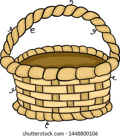 Empty wicker basket alone on a white background
