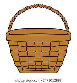 empty wicker basket illustration hand drawn isolated vector